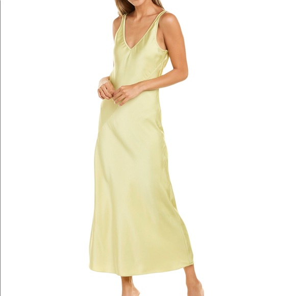 Line & Dot Dresses & Skirts - Line & Dot Sidney Satin Slip Dress Midi Chartreuse Green Small